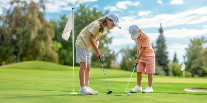 Kids Playing Golf Photorealistic Environment